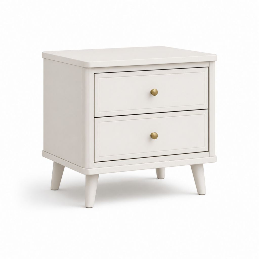 Table de chevet 2 tiroirs blanche en MDF rectangulaire 50 x 40 x 55 cm