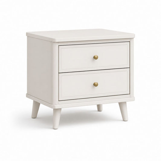 Table de chevet 2 tiroirs blanche en MDF rectangulaire 50 x 40 x 55 cm