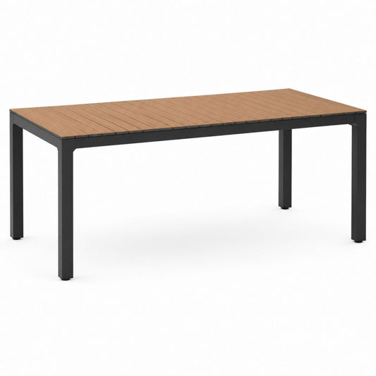 Table de jardin rectangulaire noire et marron en aluminium 180 x 90 x 75 cm
